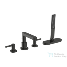 Hansgrohe FINORIS 4 üléses kádperemre szerelhető kád csaptelep, szálcsiszolt fekete króm 76444340 csaptelep