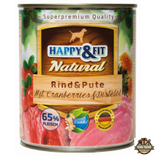 Happy&Fit Natural Dog Konzerv Marha & Pulyka Áfonyával & Sáfrányolajjal 800g kutyaeledel