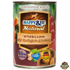 Happy&Fit Natural Dog Konzerv Vadhús & Bárány Burgonyával & Sáfrányolajjal 400g kutyaeledel