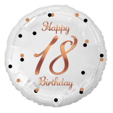 Happy Birthday 18 B&C White fólia lufi 36 cm party kellék