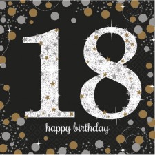 Happy Birthday 18 Gold szalvéta 16 db-os 33x33 cm party kellék