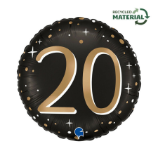 Happy Birthday 20 Sparkling fólia lufi 46 cm party kellék