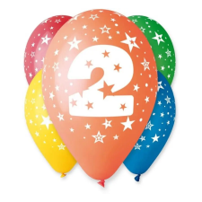  Happy Birthday 2 Star léggömb, lufi 5 db-os 12 inch (30cm) party kellék