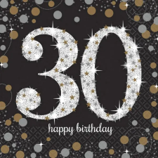  Happy Birthday 30 Gold szalvéta 16 db-os 33x33 cm papírárú, csomagoló és tárolóeszköz