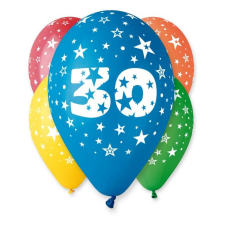 Happy Birthday 30 Star léggömb, lufi 5 db-os 12 inch (30cm) party kellék