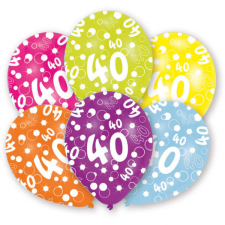 Happy Birthday 40 léggömb, lufi 6 db-os 11 inch (27,5cm) party kellék