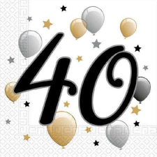 Happy Birthday 40 Milestone szalvéta 20 db-os 33x33 cm papírárú, csomagoló és tárolóeszköz