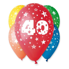  Happy Birthday 40 Star léggömb, lufi 5 db-os 12 inch (30cm) party kellék