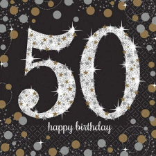 HAPPY BIRTHDAY 50 szalvéta man 16 db-os asztalterítő és szalvéta