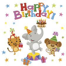  Happy Birthday Animals szalvéta 20 db-os 33x33 cm papírárú, csomagoló és tárolóeszköz