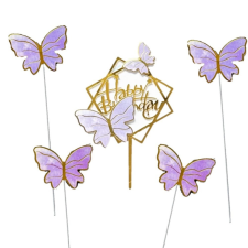  Happy birthday beszúró és pillangó-Lila 5 db sütés és főzés