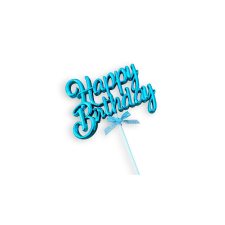 Happy Birthday beszúró tortadísz, műanyag, kék sütés és főzés