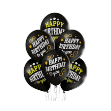 Happy Birthday Black léggömb, lufi 6 db-os 12 inch (30cm) party kellék