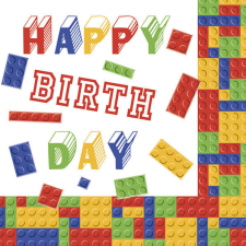 Happy Birthday Blocks szalvéta 20 db-os 33x33 cm papírárú, csomagoló és tárolóeszköz