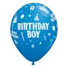  Happy Birthday Boy Blue léggömb, lufi 6 db-os 11 inch (28 cm)