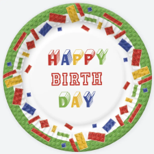  Happy Birthday Building Blocks papírtányér 8 db-os 22,7 cm party kellék