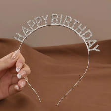 Happy Birthday ezüst színű strasszköves hajpánt,fejpánt sütés és főzés