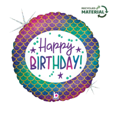 Happy Birthday Glitter Mermaid fólia lufi 46 cm party kellék