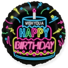 Happy Birthday Neon fólia lufi 48 cm party kellék