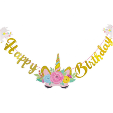 Happy Birthday party füzér, banner – Unikornis party kellék