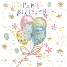  Happy Birthday Pastel Balloons szalvéta 20 db-os 33x33 cm party kellék