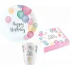  Happy Birthday Pastel party szett 36 db-os 18 cm-es tányérral