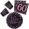  Happy Birthday Pink 60 party szett 32 db-os 23 cm-es tányérral