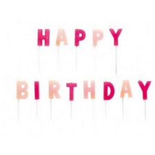  Happy Birthday Pink gyertya, tortagyertya party kellék