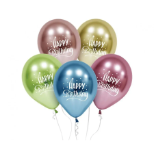  Happy Birthday Platinum léggömb, lufi 5 db-os 12 inch (30cm) party kellék