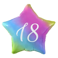 Happy Birthday Rainbow, Szivárvány csillag 18 fólia lufi 44 cm party kellék
