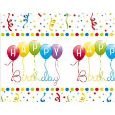 Happy Birthday Streamers műanyag asztalterítő 120x180 cm lakástextília