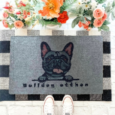 Happy Bulldog Bulldog Otthon francia bulldog mintás lábtörlő, szürke lakástextília