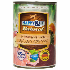 Happy&Fit Happy&Fit Natural Dog Konzerv Csirke&Szarvas Almával&Sáfrányolajjal 400g kutyaeledel