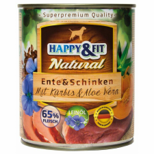 Happy&Fit Happy&Fit Natural Dog Konzerv Kacsa&Sonka Sütőtökkel&Aloe Verával 800g kutyaeledel