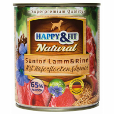  Happy&Fit Natural Dog Konzerv Senior Bárány&Marha Zabliszttel&Lenmagolajjal 800g kutyaeledel