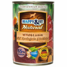 Happy&Fit Natural Dog Konzerv Vadhús&Bárány Burgonyával&Sáfrányolajjal 400g kutyaeledel