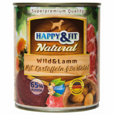 Happy&Fit Natural Dog Konzerv Vadhús&Bárány Burgonyával&Sáfrányolajjal 800g kutyaeledel