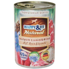 Happy&Fit Natural kölyök, bárány, marha, rizs – 12×800 g kutyaeledel