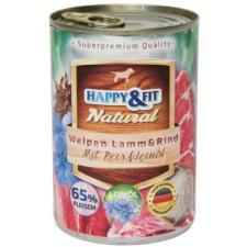  Happy&Fit Natural kölyök, bárány, marha, rizs – 6×400 g kutyaeledel