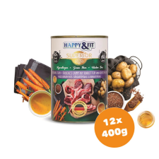 Happy&Fit Superior Dog Konzerv Friss Bárányhús Srépával, burgonyával 12x400g kutyaeledel