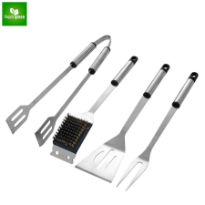  HAPPY GREEN BBQ grillkészlet, 4 db, rozsdamentes acél 5012060-A kerti sütés és főzés