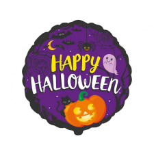  Happy Halloween Purple fólia lufi 48 cm (WP) party kellék