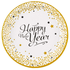 Happy New Year Golden Wishes papírtányér 8 db-os 23 cm party kellék