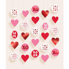 Happy Valentine&#039;s Day függő dekoráció 5 db-os szett party kellék