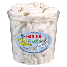  Haribo Tégelyes Fehér Egerek Habcukor 1050g( 150Db) csokoládé és édesség
