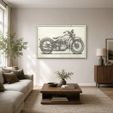  Harley-Davidson motor műszaki rajz vászonkép dekoráció