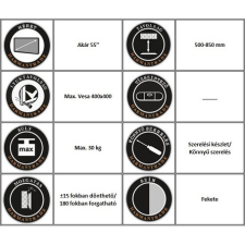 HARMANTRADE CM205 32"-55" TV mennyezeti tartó fekete 444-794mm (CM205) tv állvány és fali konzol