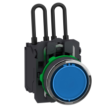  Harmony komplett műanyag nyomógombos LED tesztlámpa, D22, 24VAC/DC, kék XB5AW26B5 Schneider villanyszerelés