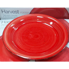  Harvest piros kerámia lapos tányér, 1db tányér és evőeszköz