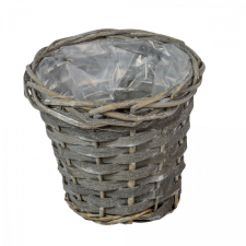  Hasított fa kaspó szürke béltlt 17cm x 15cm dekorációs kellék